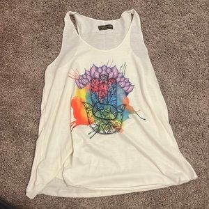 Semi see through tank top with rainbow design 100 percent polyester hardly worn